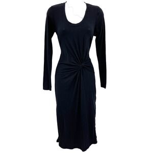 Sundry Dress Womens 0 US XS Minimalist Bodycon Athleisure Side Slit Black Maxi